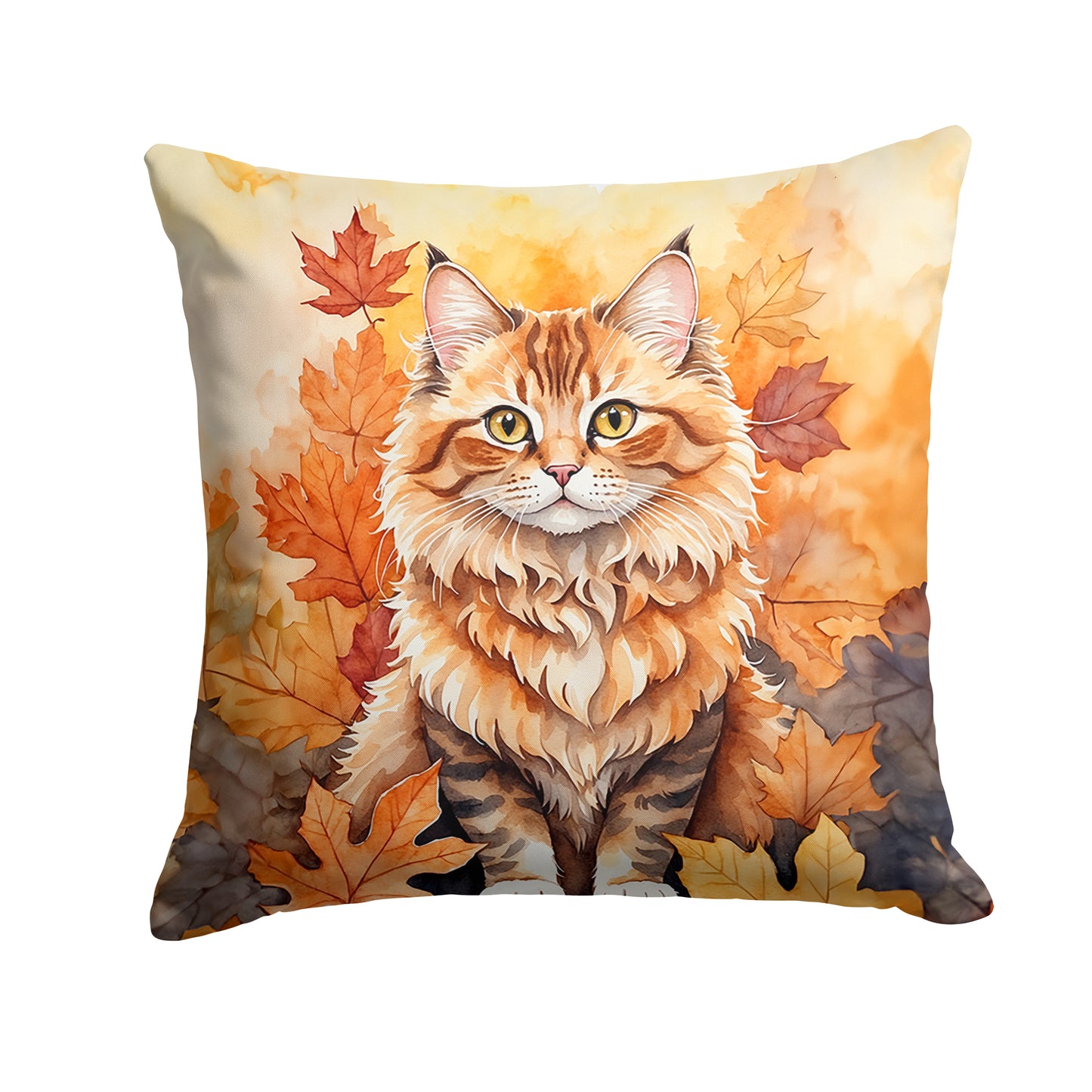 Buy this Skookum Cat in Fall Leaves Throw Pillow