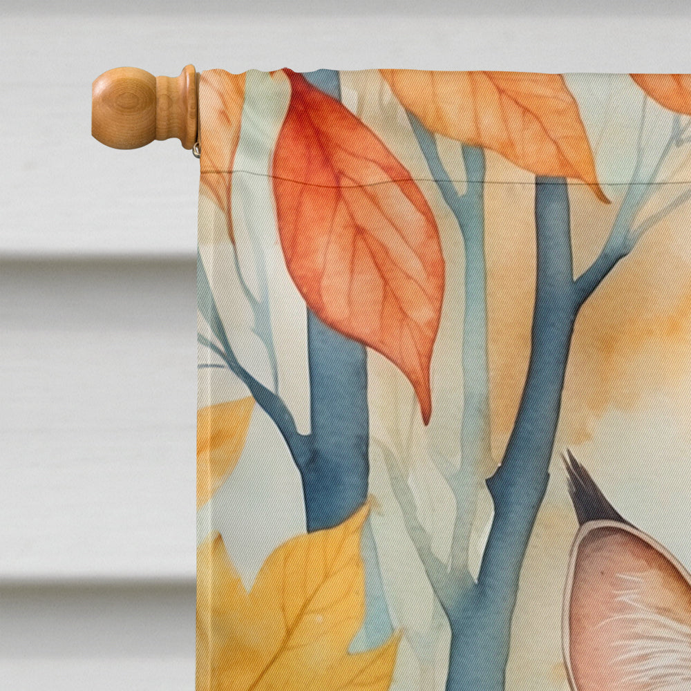 Sokoke Cat in Fall Leaves House Flag