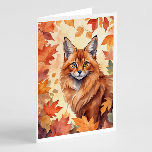Buy this Somali Cat in Fall Leaves Greeting Cards Pack of 8