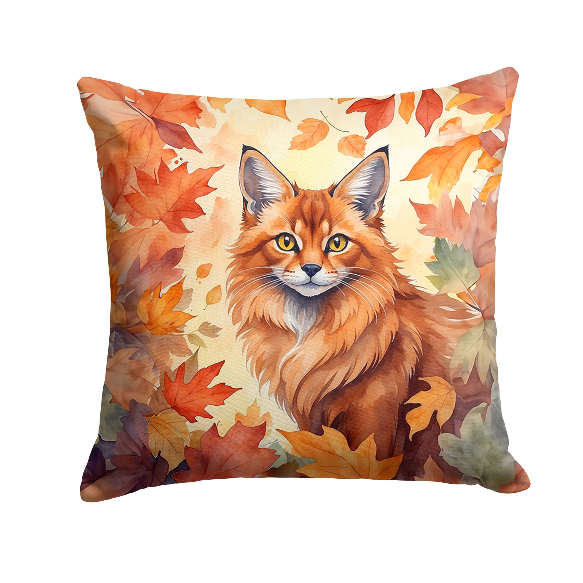 Buy this Somali Cat in Fall Leaves Throw Pillow