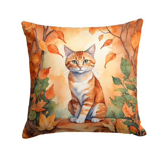 Buy this Suphalak Cat in Fall Leaves Throw Pillow