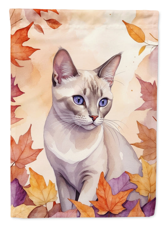 Buy this Thai Lilac Cat in Fall Leaves House Flag