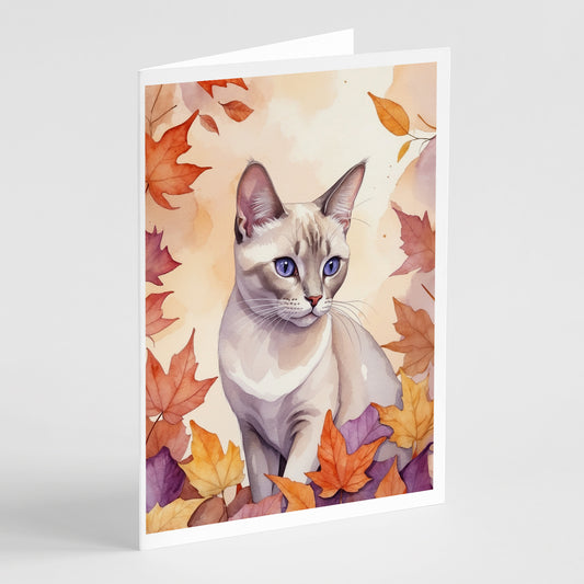 Buy this Thai Lilac Cat in Fall Leaves Greeting Cards Pack of 8