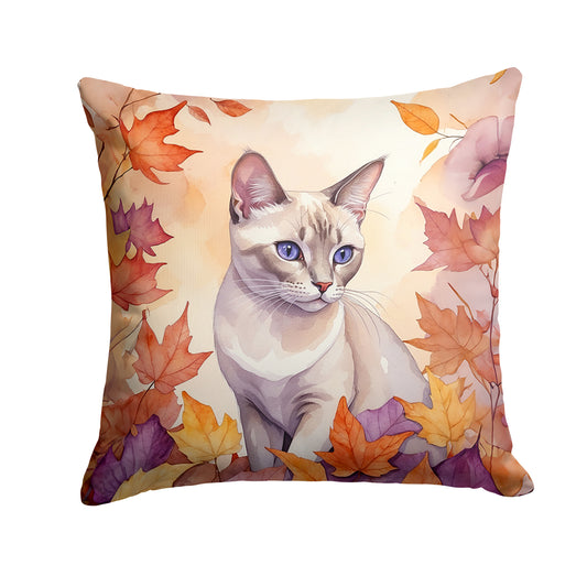 Buy this Thai Lilac Cat in Fall Leaves Throw Pillow