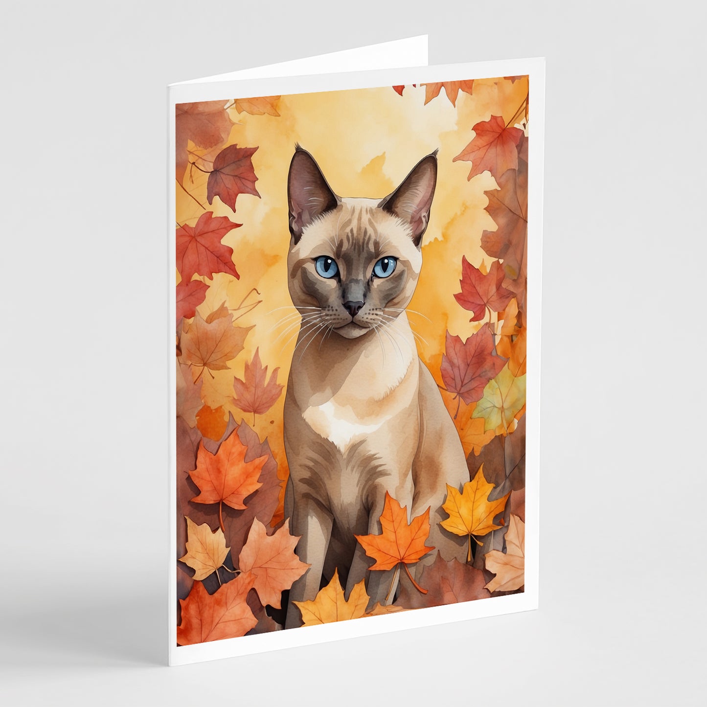 Buy this Tonkinese Cat in Fall Leaves Greeting Cards Pack of 8