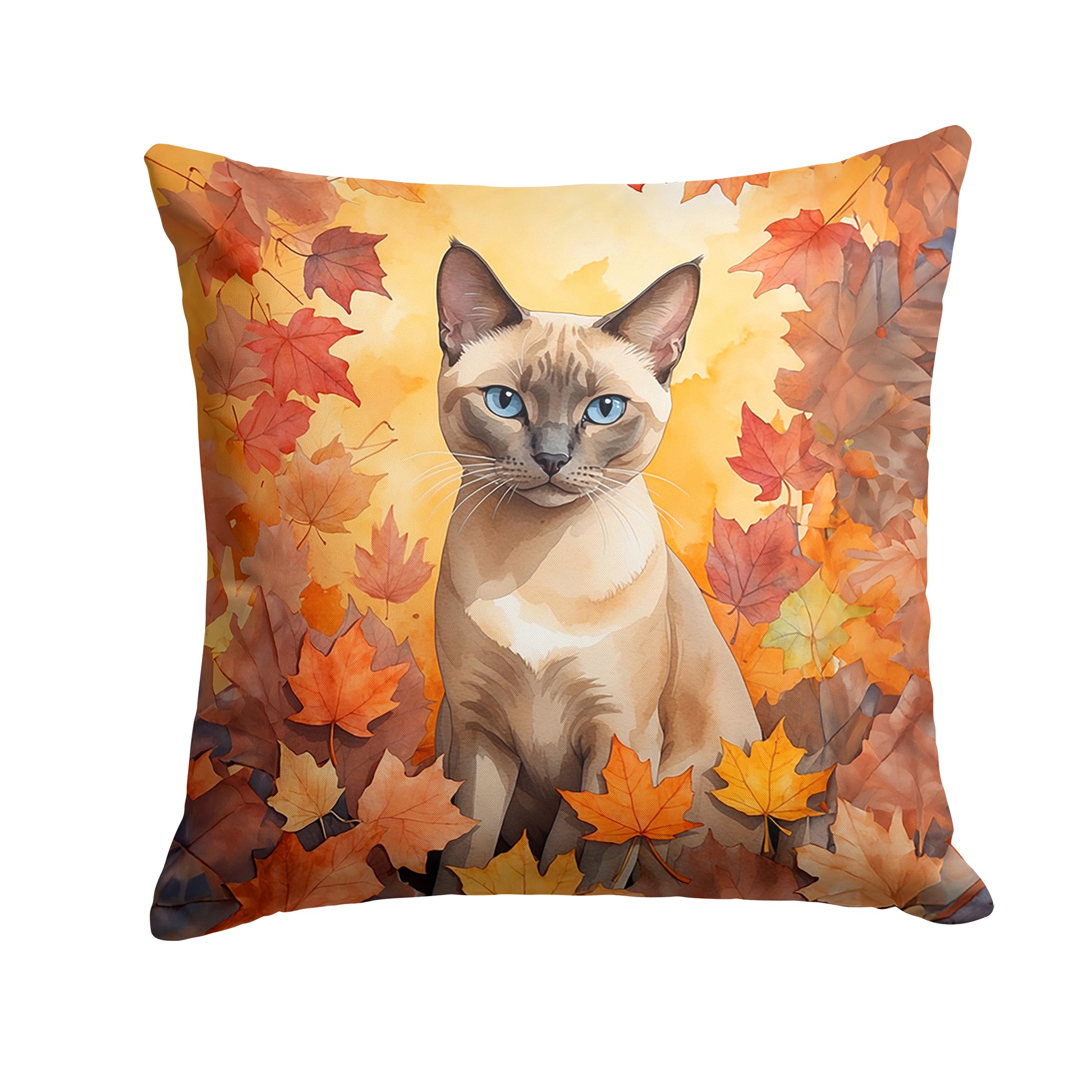 Buy this Tonkinese Cat in Fall Leaves Throw Pillow