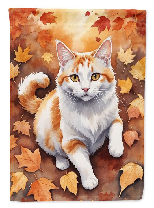 Buy this Turkish Van Cat in Fall Leaves House Flag