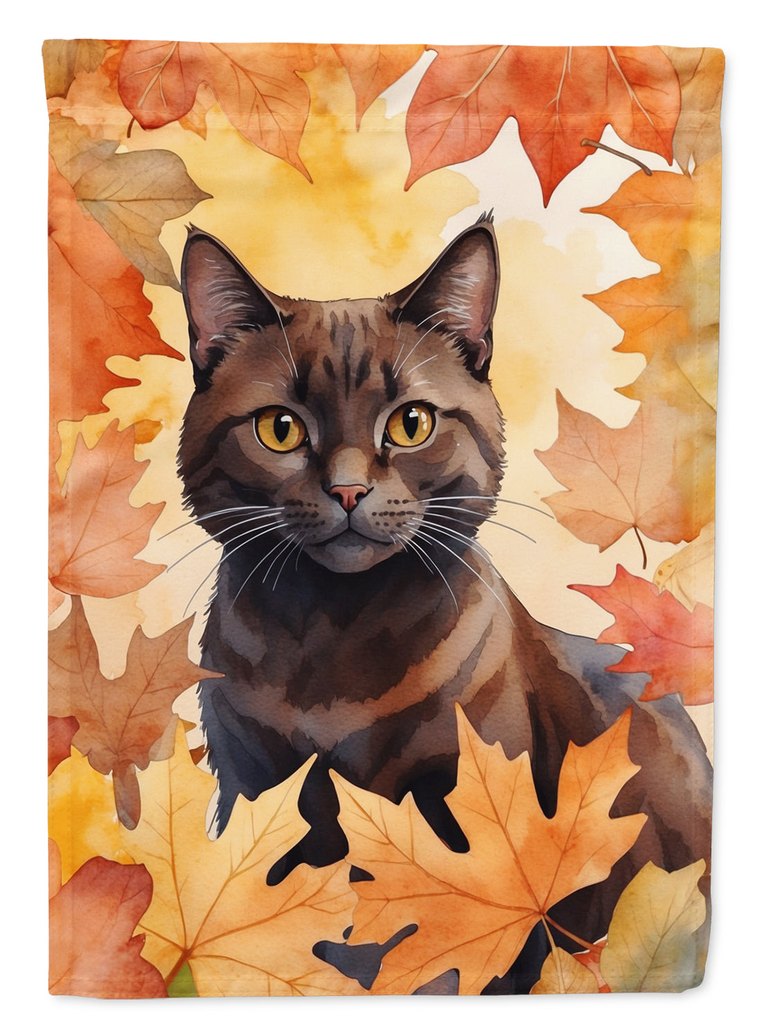 Buy this York Chocolate Cat in Fall Leaves Garden Flag