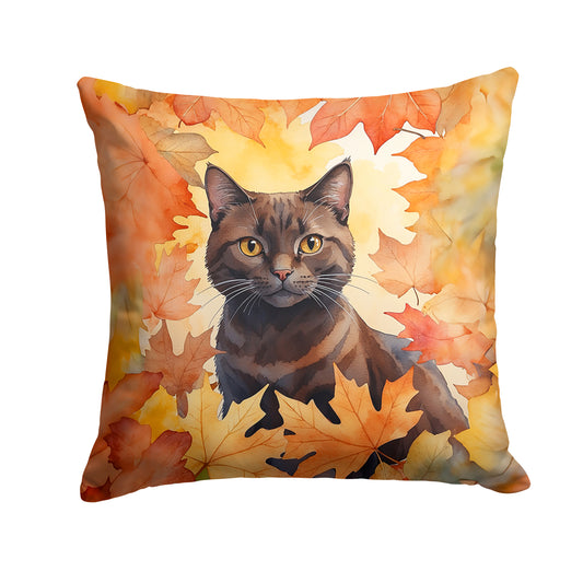 Buy this York Chocolate Cat in Fall Leaves Throw Pillow