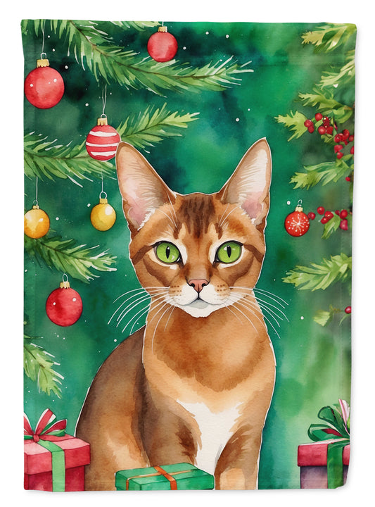Buy this Abyssinian Cat By the Christmas Tree House Flag
