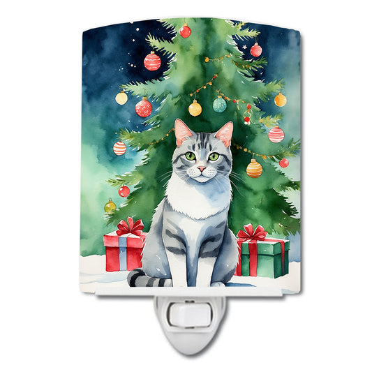 Buy this Aegean Cat By the Christmas Tree Ceramic Night Light