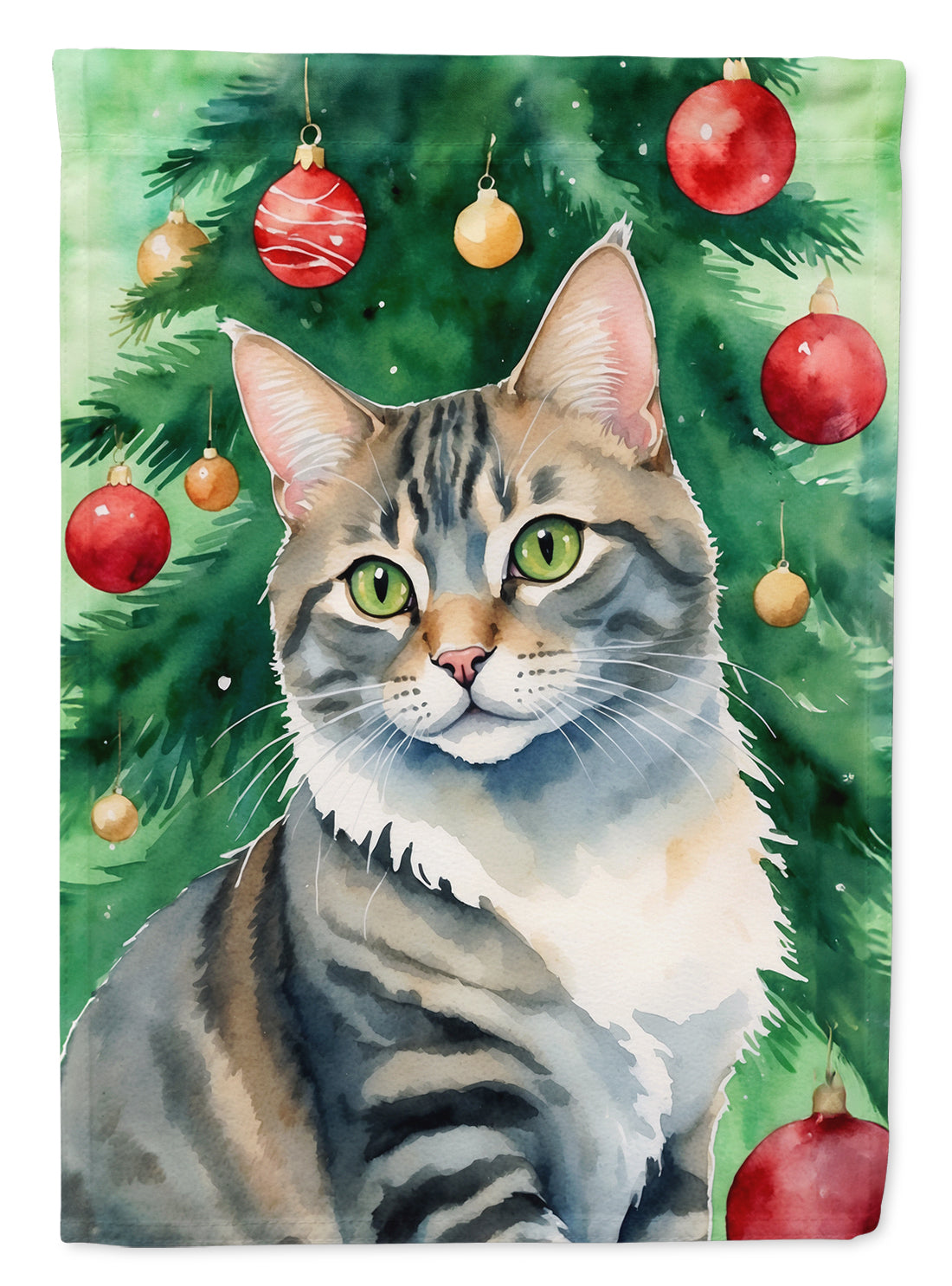 Buy this American Bobtail Cat By the Christmas Tree Garden Flag