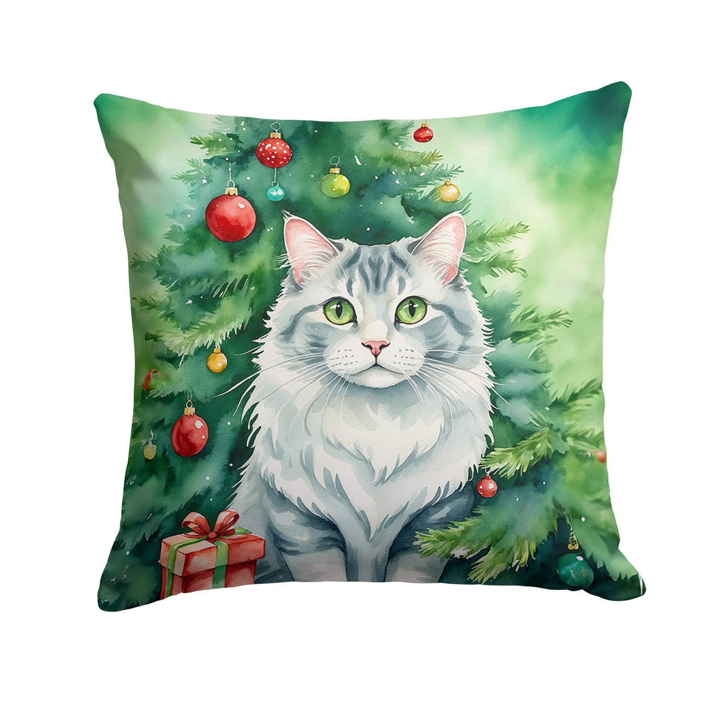 Buy this American Curl Cat By the Christmas Tree Throw Pillow