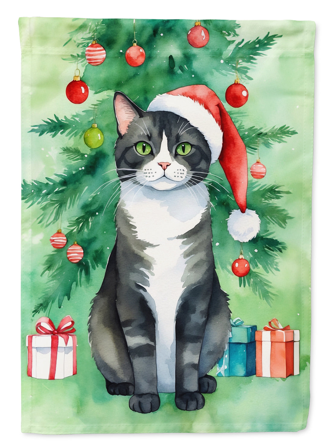 Buy this American Polydactyl Cat By the Christmas Tree House Flag