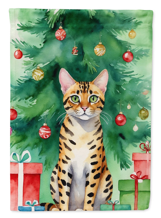 Buy this Bengal Cat By the Christmas Tree House Flag