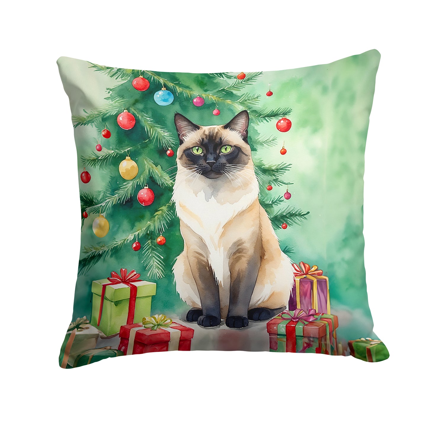 Buy this Birman Cat By the Christmas Tree Throw Pillow