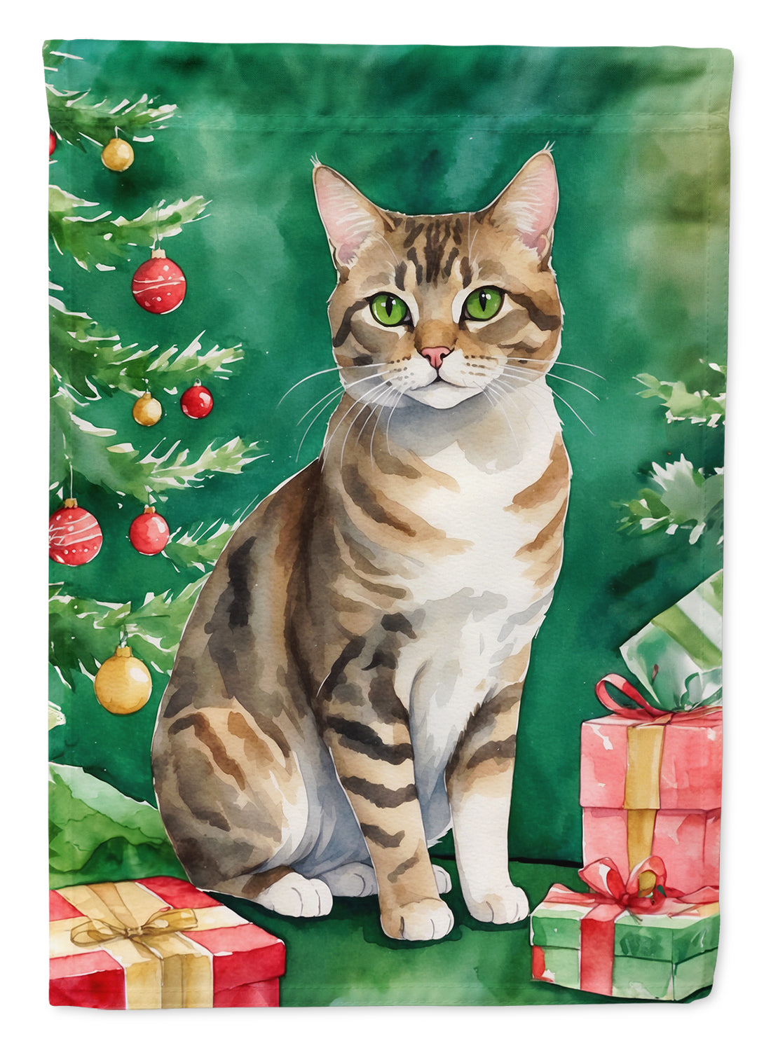 Buy this California Spangled Cat By the Christmas Tree Garden Flag