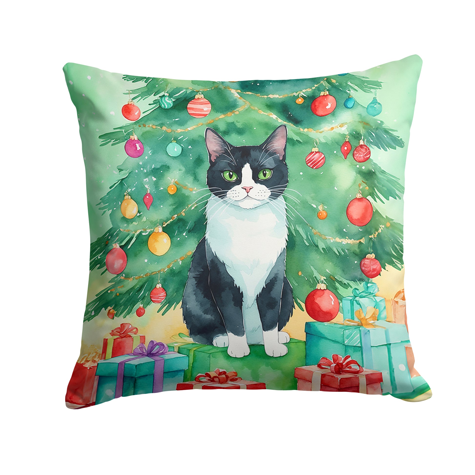 Buy this Chantilly Tiffany Cat By the Christmas Tree Throw Pillow