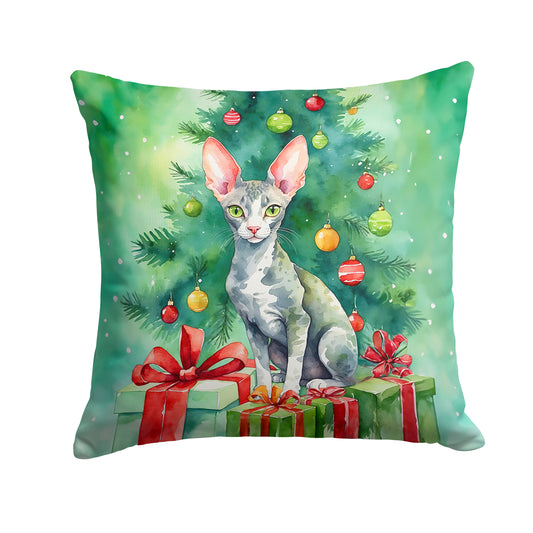 Buy this Cornish Rex Cat By the Christmas Tree Throw Pillow