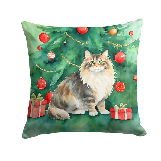 Buy this Cymric Cat By the Christmas Tree Throw Pillow