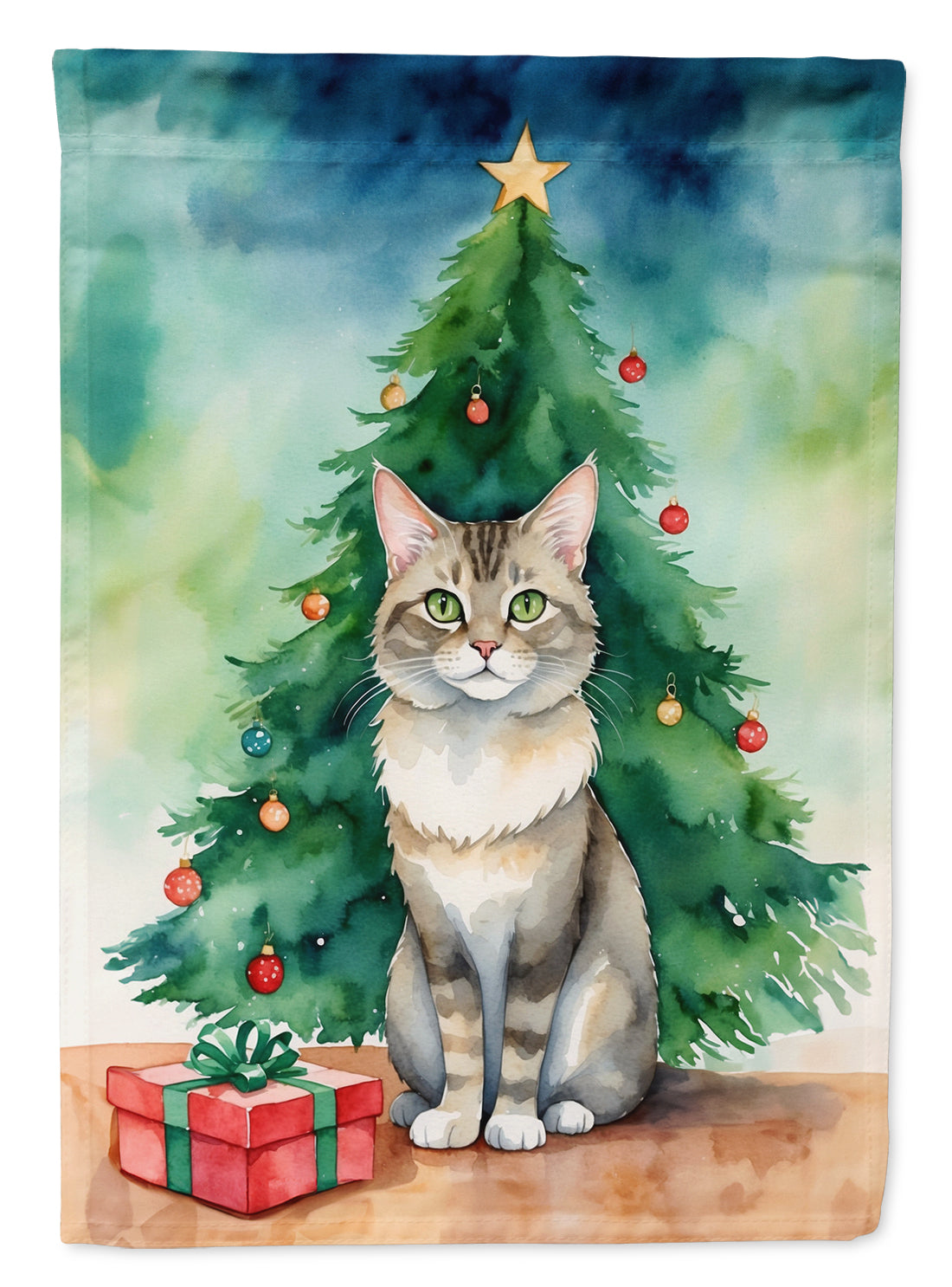 Buy this Dwelf Cat By the Christmas Tree House Flag
