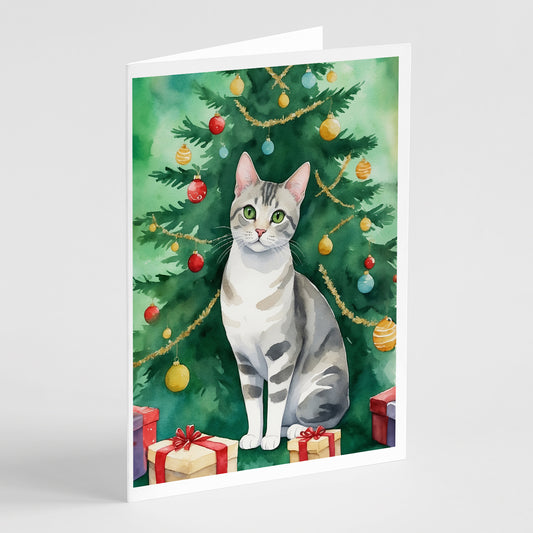 Buy this European Shorthair Cat By the Christmas Tree Greeting Cards Pack of 8