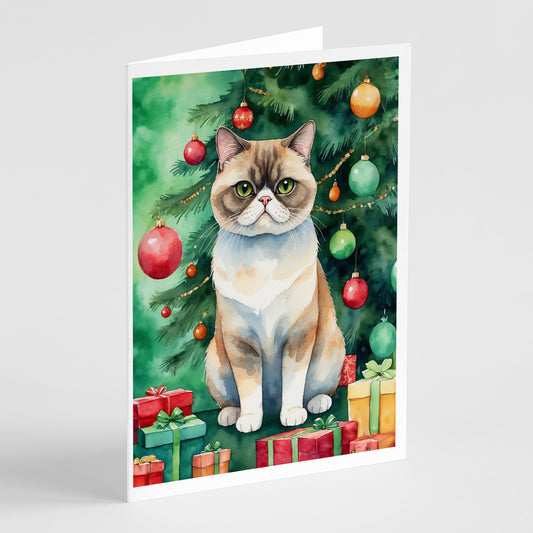 Buy this Exotic Shorthair Cat By the Christmas Tree Greeting Cards Pack of 8