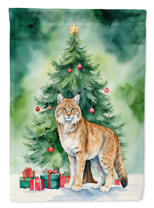Buy this Highlander Lynx Cat By the Christmas Tree Garden Flag