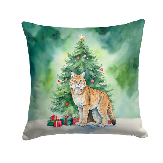 Buy this Highlander Lynx Cat By the Christmas Tree Throw Pillow