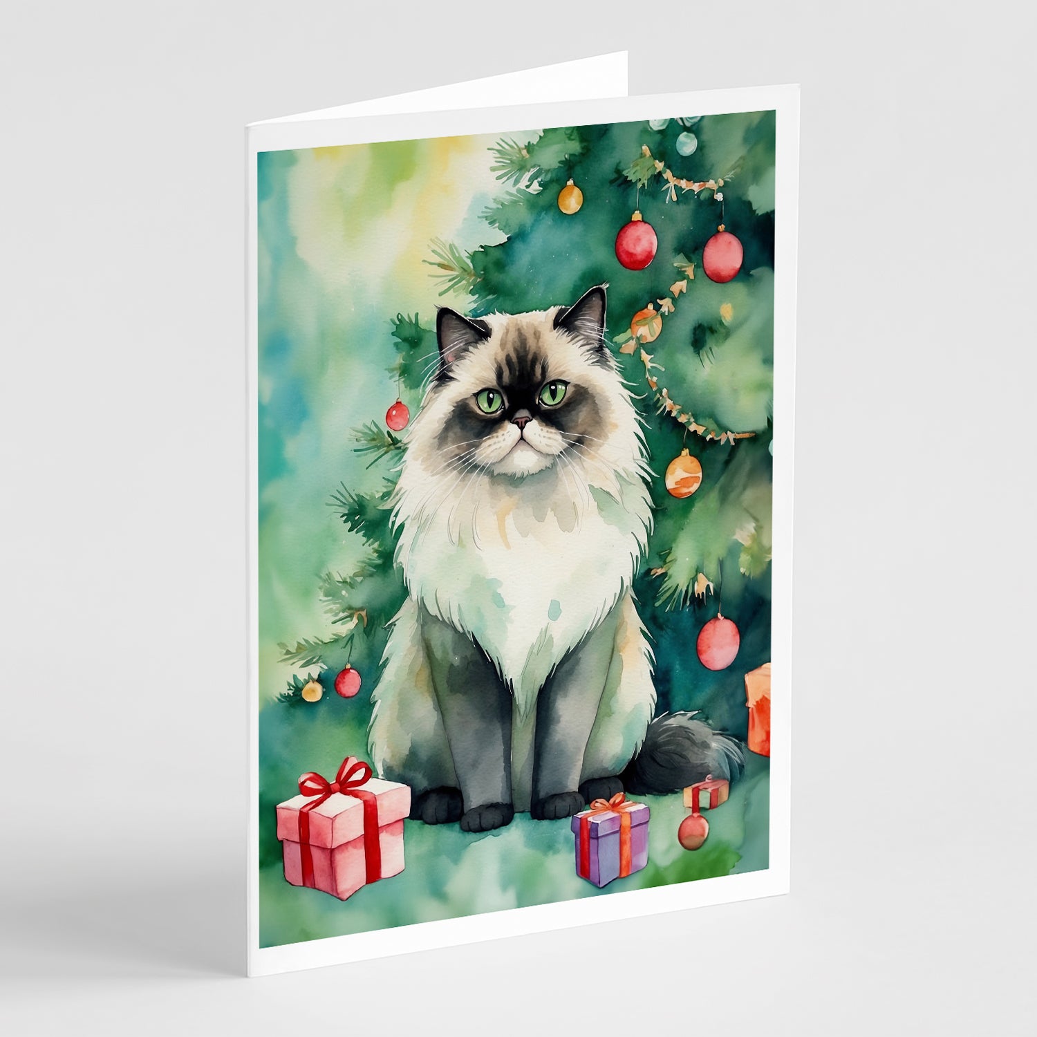 Buy this Himalayan Cat By the Christmas Tree Greeting Cards Pack of 8