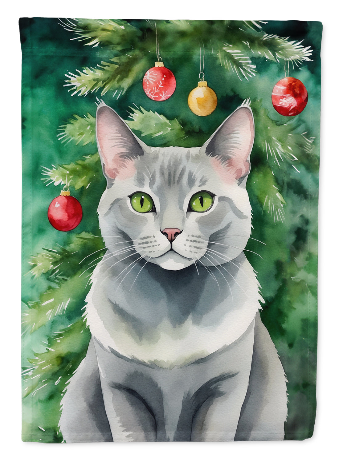 Buy this Korat Cat By the Christmas Tree Garden Flag