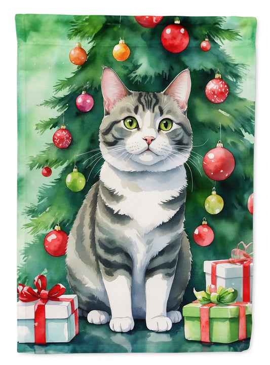Buy this Korean Bobtail Cat By the Christmas Tree Garden Flag