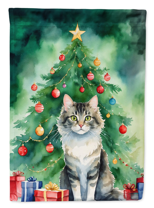 Buy this La Perm Cat By the Christmas Tree House Flag