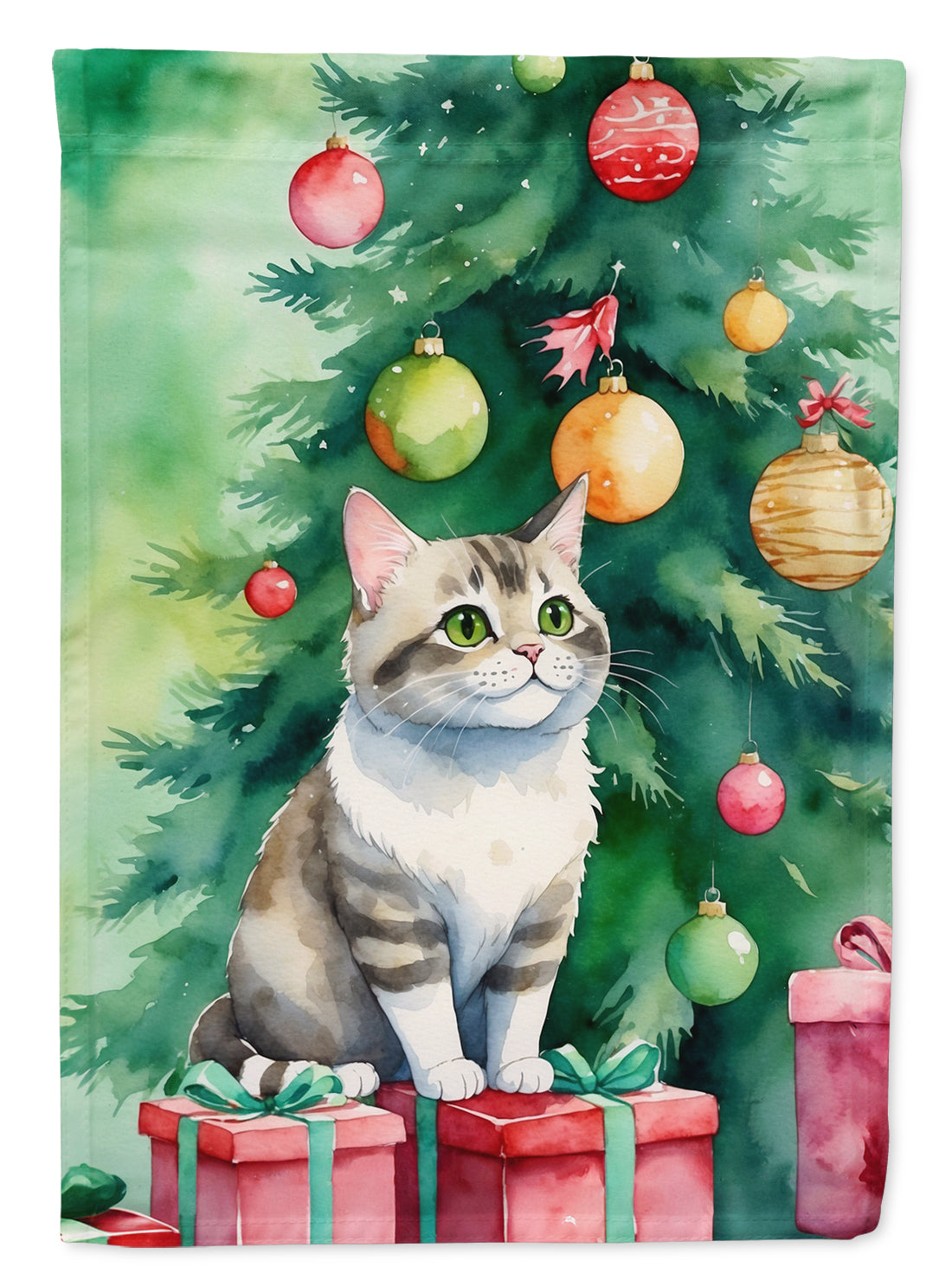 Buy this Li Hua Cat By the Christmas Tree Garden Flag