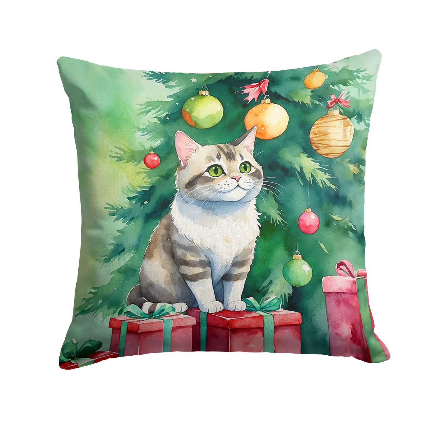 Buy this Li Hua Cat By the Christmas Tree Throw Pillow