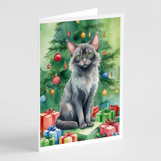 Buy this Lykoi Cat By the Christmas Tree Greeting Cards Pack of 8