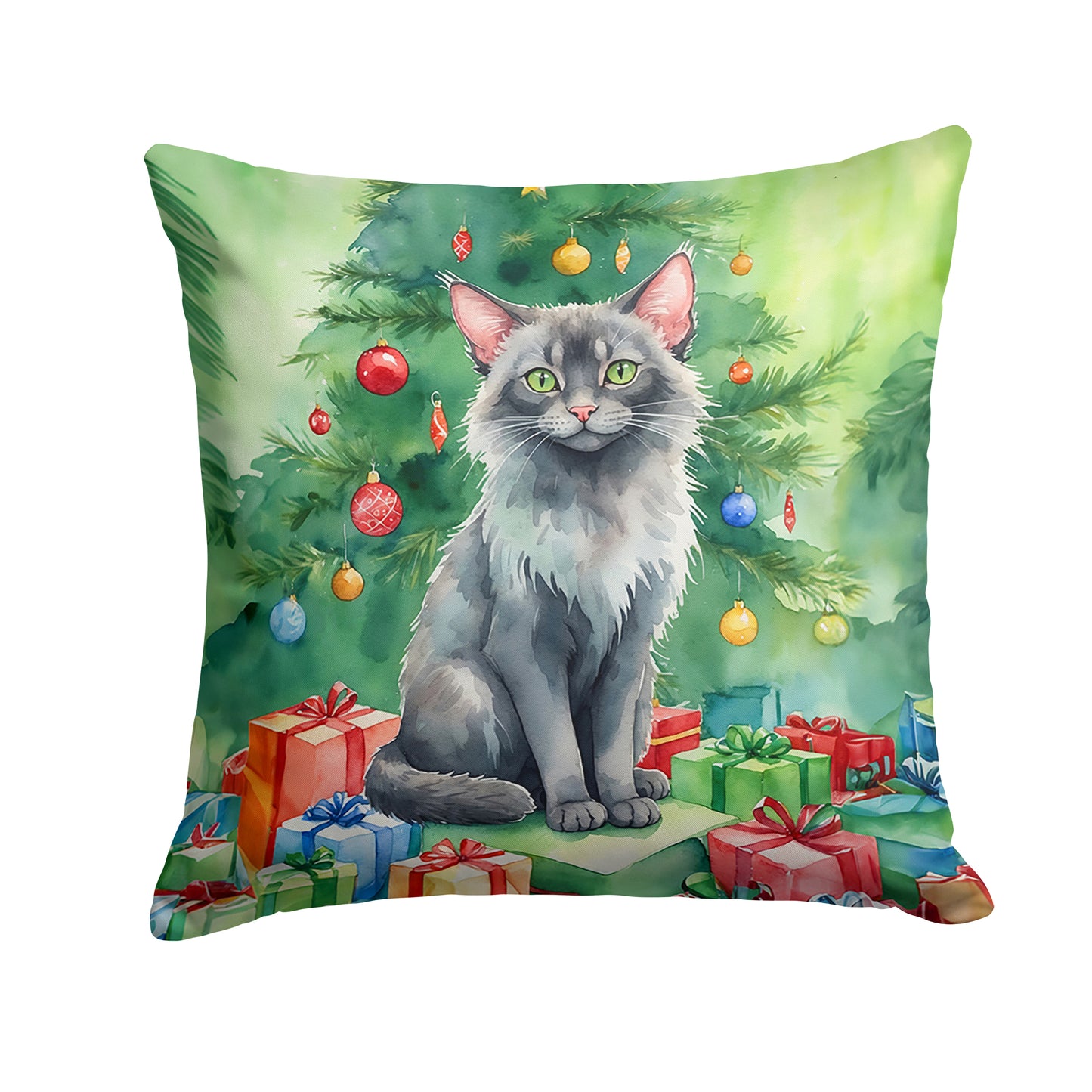 Buy this Lykoi Cat By the Christmas Tree Throw Pillow