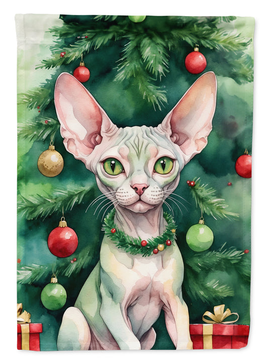 Buy this Minskin Cat By the Christmas Tree House Flag