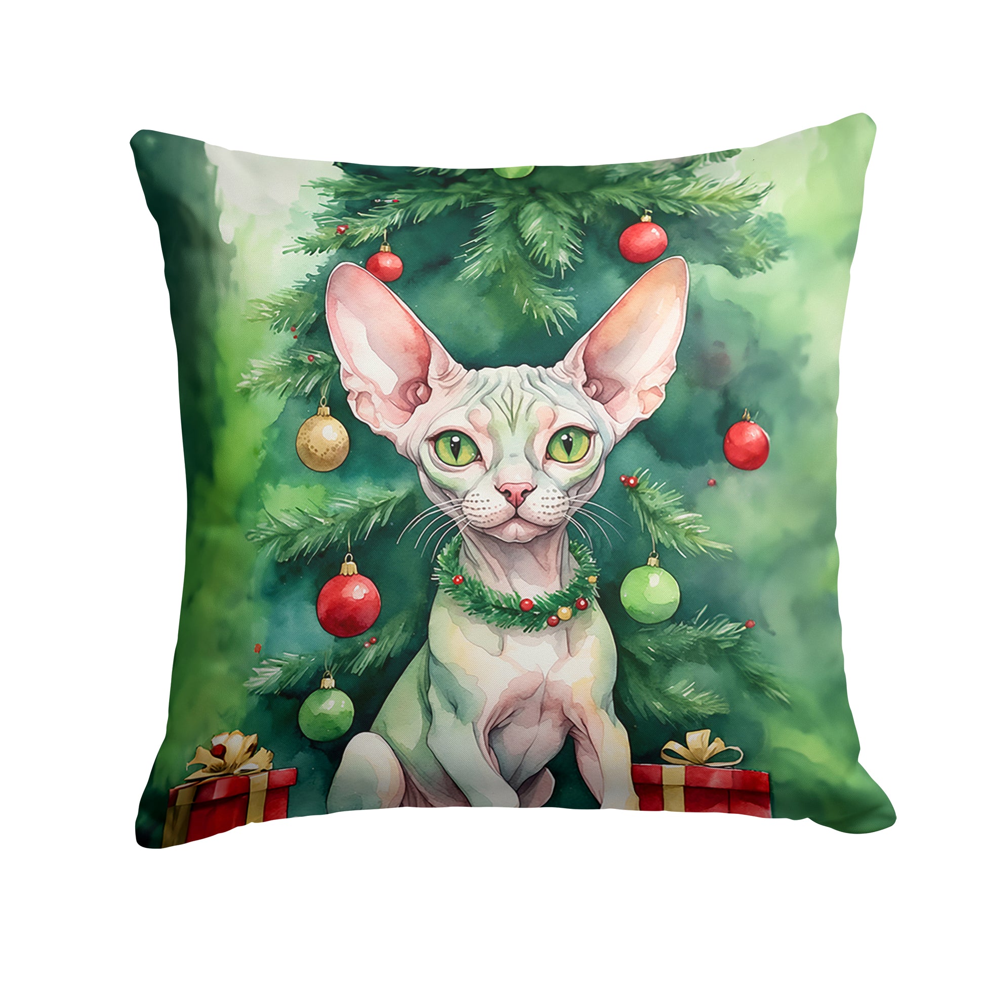 Buy this Minskin Cat By the Christmas Tree Throw Pillow