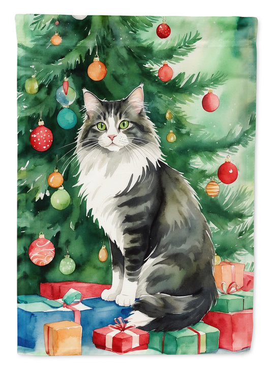 Buy this Norwegian Forest Cat By the Christmas Tree Garden Flag