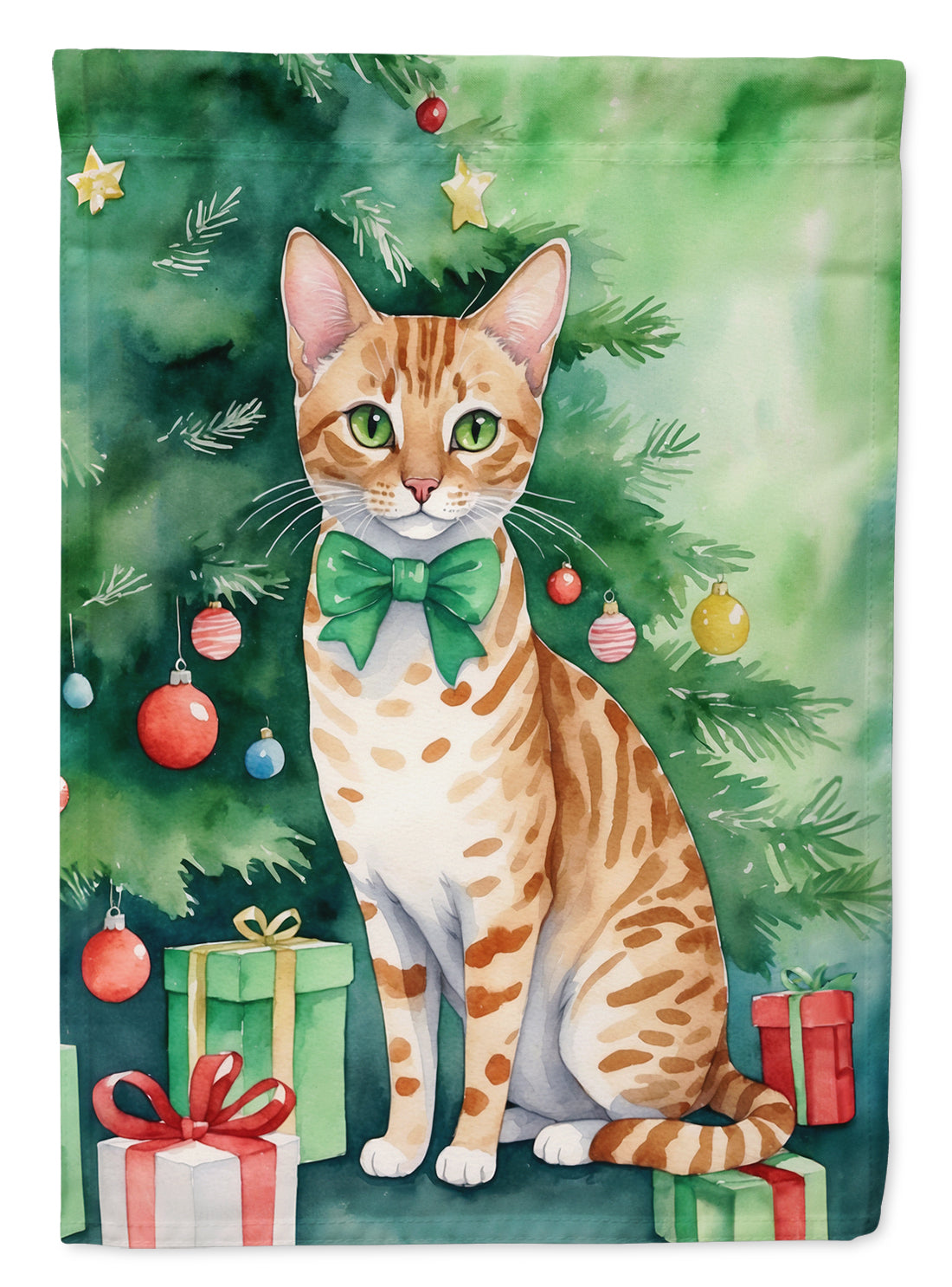 Buy this Ocicat Cat By the Christmas Tree Garden Flag