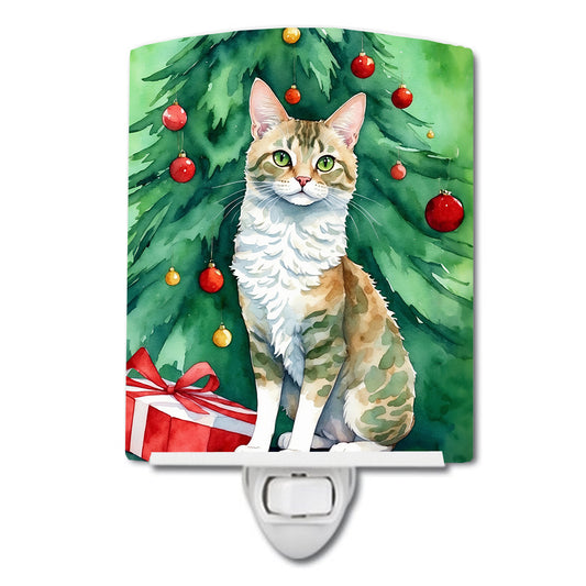 Buy this Oregon Rex Cat By the Christmas Tree Ceramic Night Light