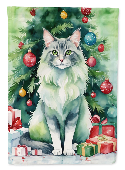 Buy this Oriental Longhair Cat By the Christmas Tree Garden Flag