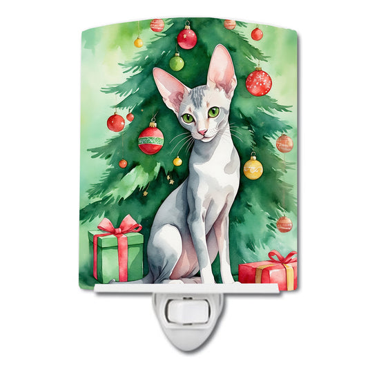 Buy this Oriental Shorthair Cat By the Christmas Tree Ceramic Night Light