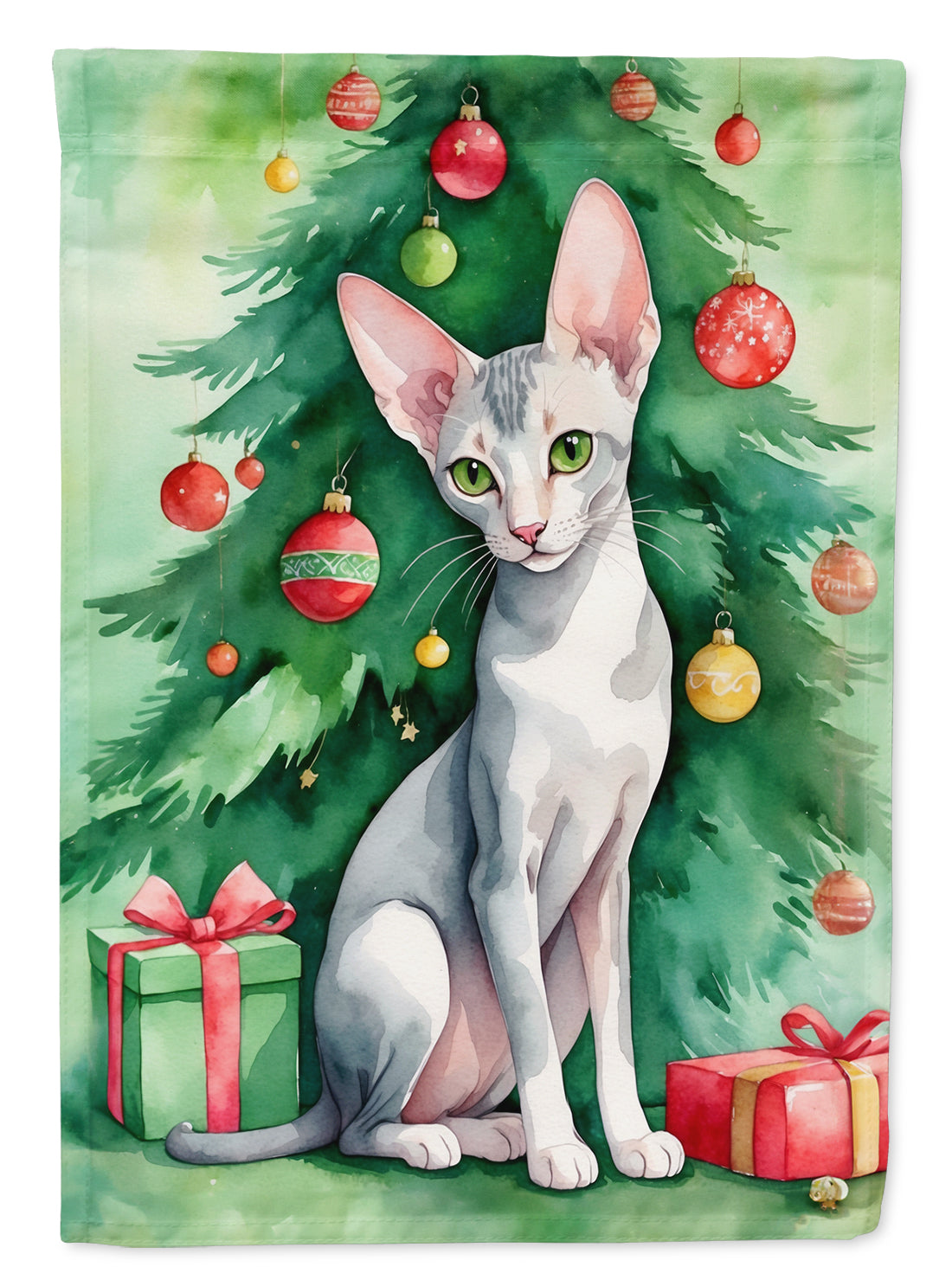 Buy this Oriental Shorthair Cat By the Christmas Tree Garden Flag