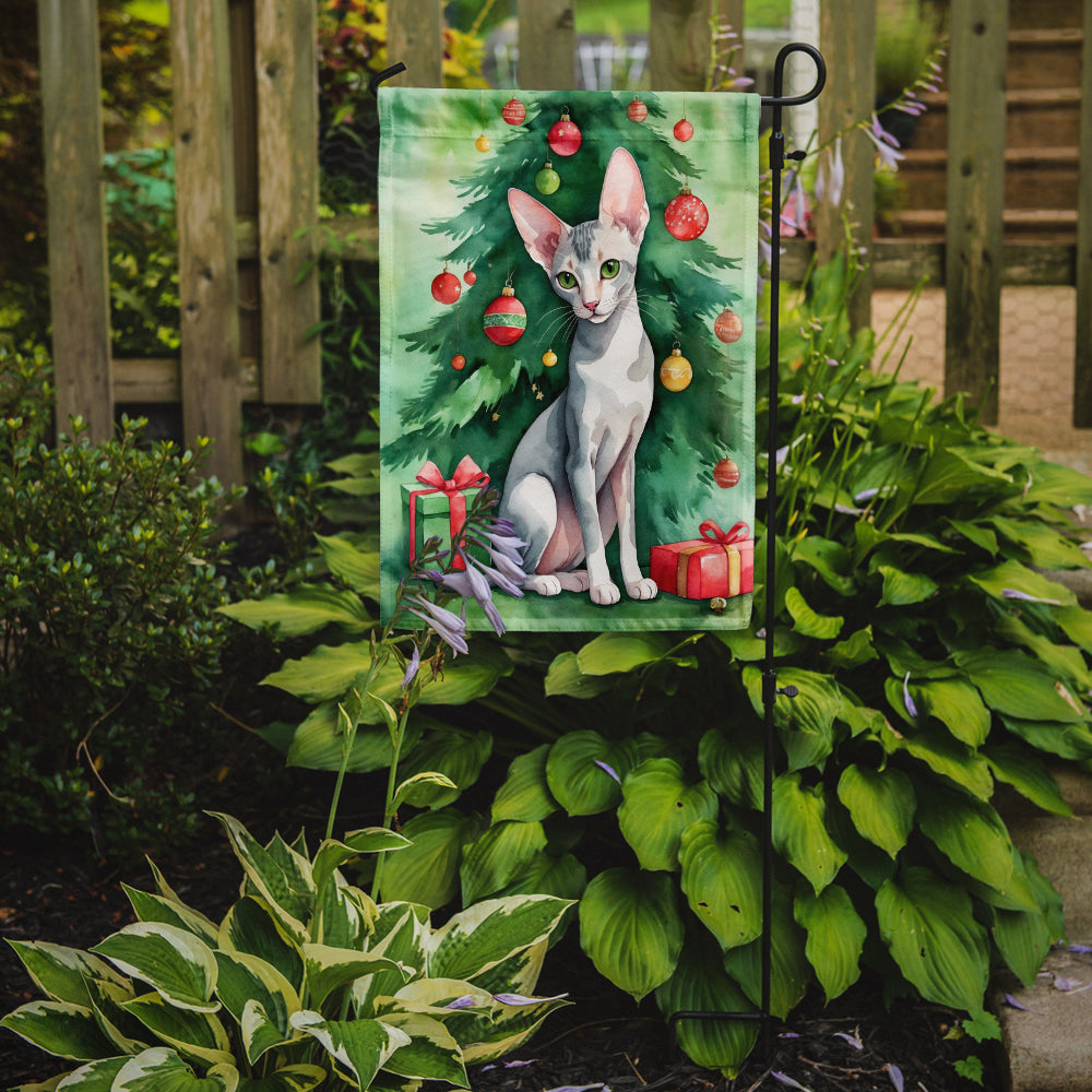 Oriental Shorthair Cat By the Christmas Tree Garden Flag