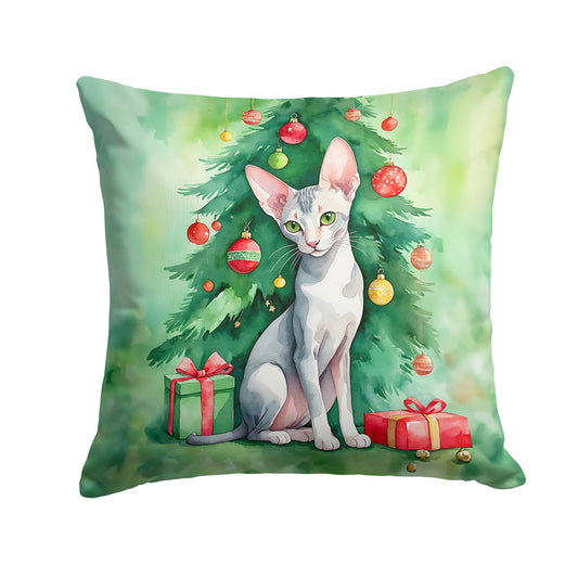 Buy this Oriental Shorthair Cat By the Christmas Tree Throw Pillow