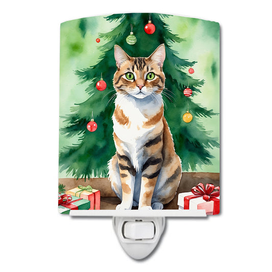 Buy this Owyhee Bob Cat By the Christmas Tree Ceramic Night Light