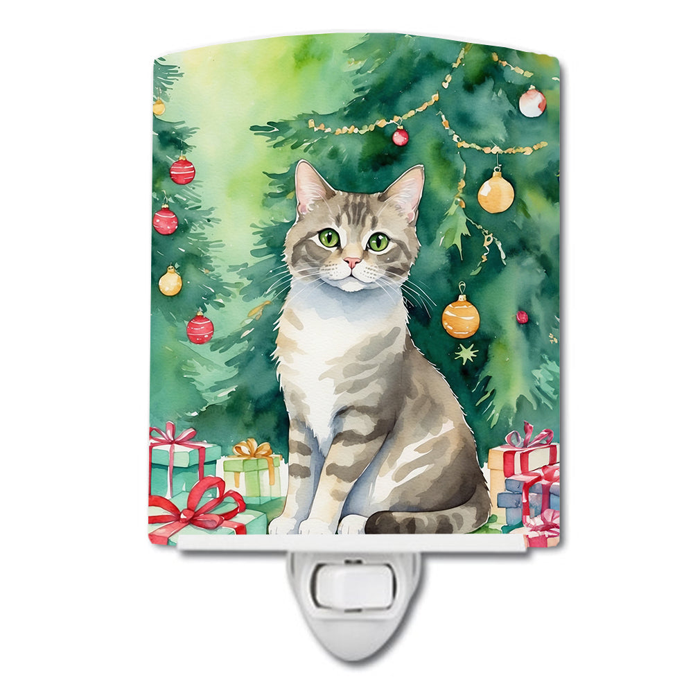 Buy this Pudelkatze Cat By the Christmas Tree Ceramic Night Light