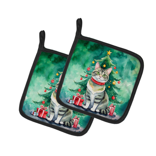 Buy this Raas Cat By the Christmas Tree Pair of Pot Holders